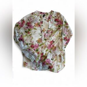 Floral Mesh Button Up Top